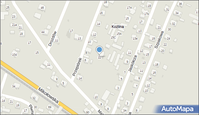 Tychy, Mąkołowska, 12, mapa Tych&oacute;w