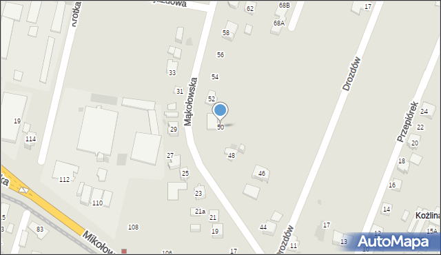 Tychy, Mąkołowska, 50, mapa Tychów