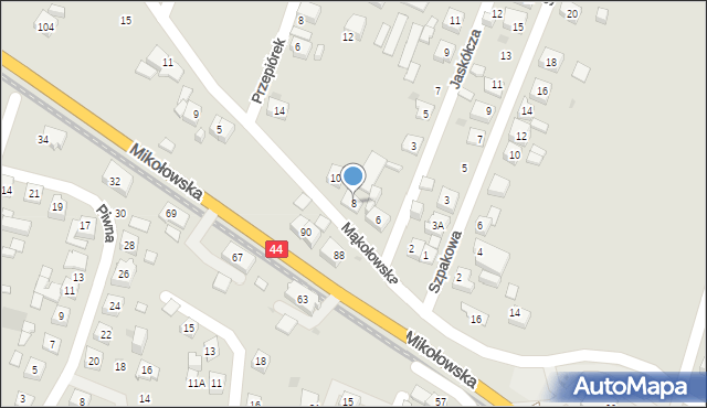 Tychy, Mąkołowska, 8, mapa Tychów