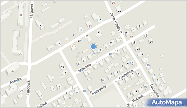 Uniejów, Makowa, 17, mapa Uniejów