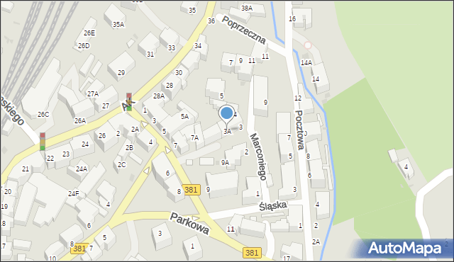 Wałbrzych, Marconiego Guglielmo, 3A, mapa Wałbrzycha