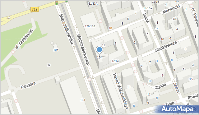 Warszawa, Marszałkowska, 124, mapa Warszawy