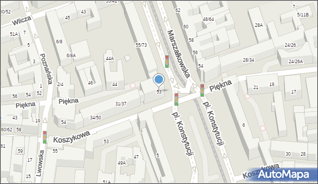 Warszawa, Marszałkowska, 53, mapa Warszawy