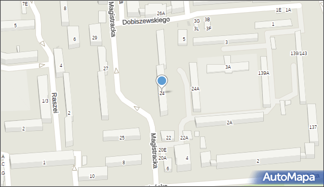 Warszawa, Magistracka, 24, mapa Warszawy
