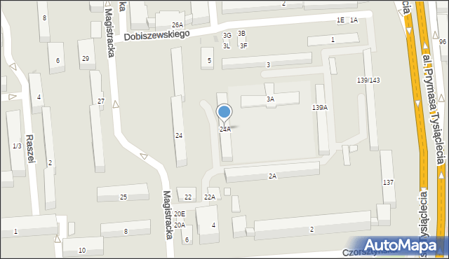 Warszawa, Magistracka, 24A, mapa Warszawy