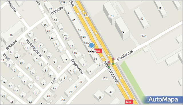 Warszawa, Marymoncka, 57/59, mapa Warszawy