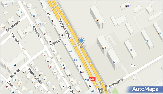 Warszawa, Marymoncka, 63b, mapa Warszawy