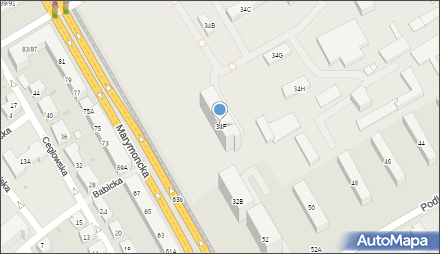 Warszawa, Marymoncka, 34F, mapa Warszawy