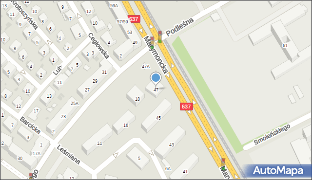 Warszawa, Marymoncka, 47, mapa Warszawy