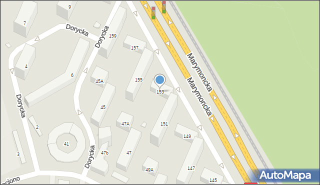 Warszawa, Marymoncka, 153, mapa Warszawy