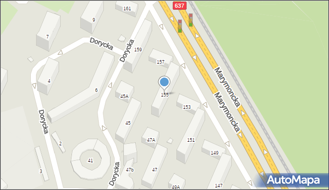 Warszawa, Marymoncka, 155, mapa Warszawy