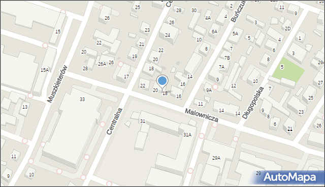 Warszawa, Malownicza, 18A, mapa Warszawy