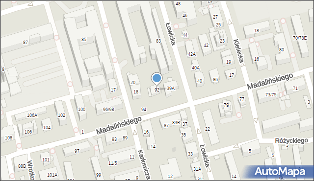 Warszawa, Madalińskiego Antoniego Józefa, gen., 92, mapa Warszawy