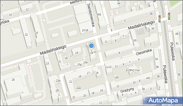 Warszawa, Madalińskiego Antoniego Józefa, gen., 13, mapa Warszawy