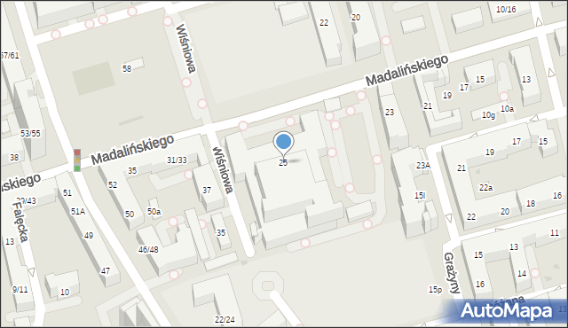 Warszawa, Madalińskiego Antoniego Józefa, gen., 25, mapa Warszawy