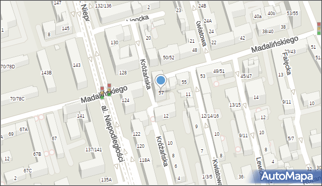 Warszawa, Madalińskiego Antoniego Józefa, gen., 57, mapa Warszawy