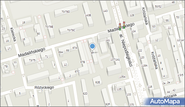 Warszawa, Madalińskiego Antoniego Józefa, gen., 67, mapa Warszawy