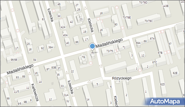 Warszawa, Madalińskiego Antoniego Józefa, gen., 77, mapa Warszawy