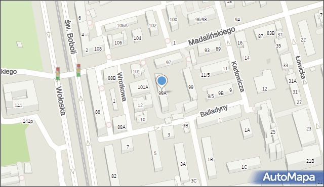 Warszawa, Madalińskiego Antoniego Józefa, gen., 99A, mapa Warszawy
