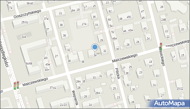 Warszawa, Malczewskiego Antoniego, 34A, mapa Warszawy
