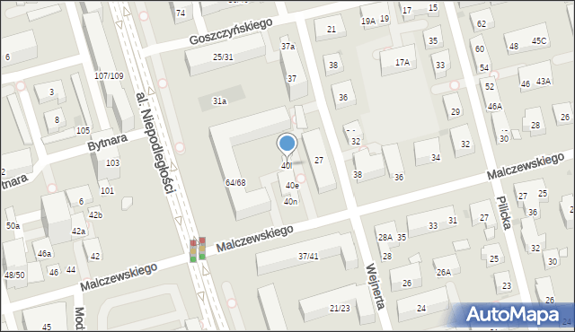 Warszawa, Malczewskiego Antoniego, 40l, mapa Warszawy