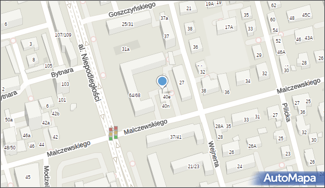Warszawa, Malczewskiego Antoniego, 40w, mapa Warszawy