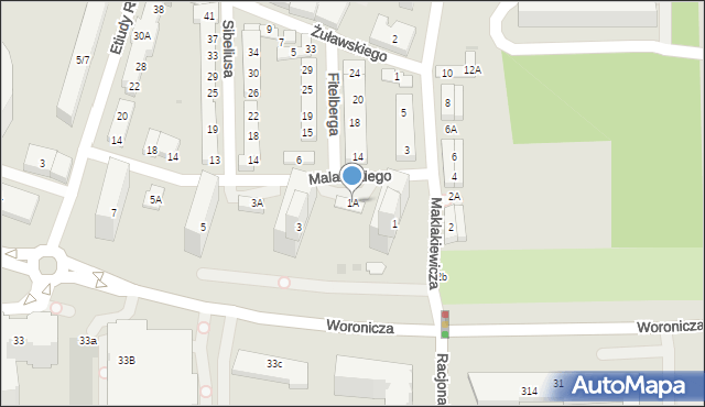 Warszawa, Malawskiego Artura, 1A, mapa Warszawy