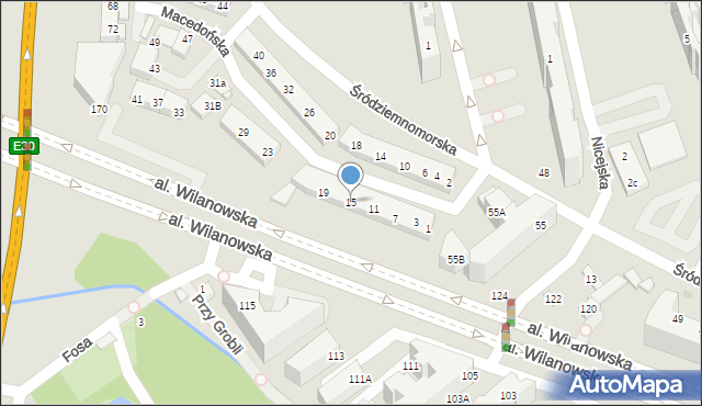 Warszawa, Macedońska, 15, mapa Warszawy