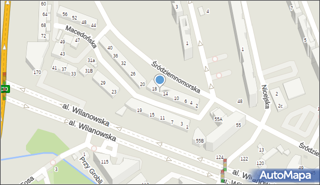 Warszawa, Macedońska, 16, mapa Warszawy