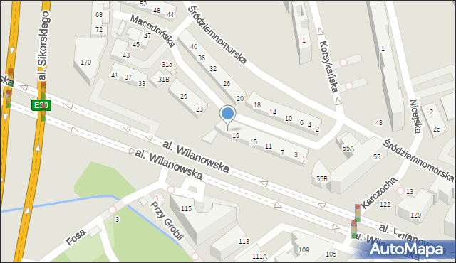 Warszawa, Macedońska, 21, mapa Warszawy