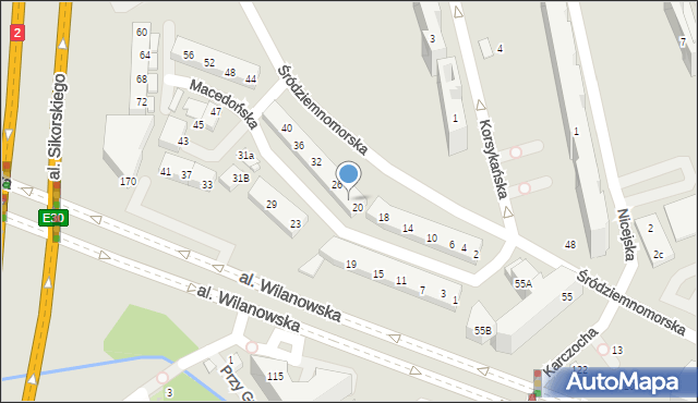 Warszawa, Macedońska, 22, mapa Warszawy