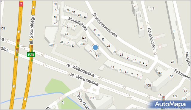 Warszawa, Macedońska, 25, mapa Warszawy