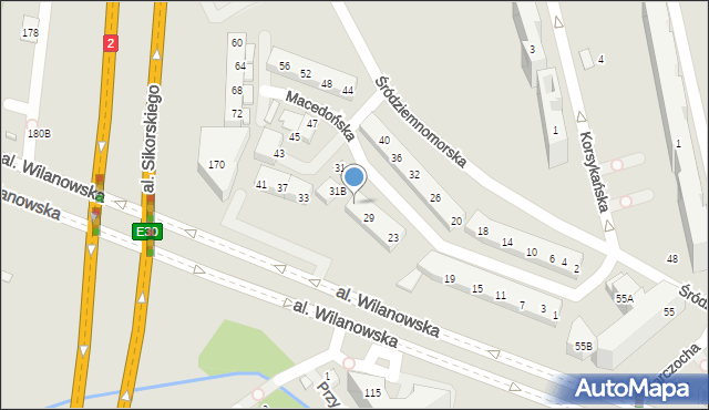 Warszawa, Macedońska, 31, mapa Warszawy