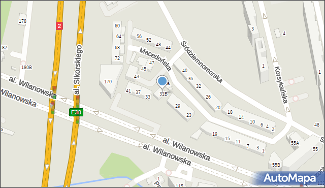 Warszawa, Macedońska, 31B, mapa Warszawy
