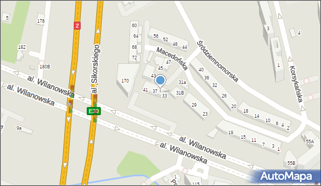 Warszawa, Macedońska, 35, mapa Warszawy