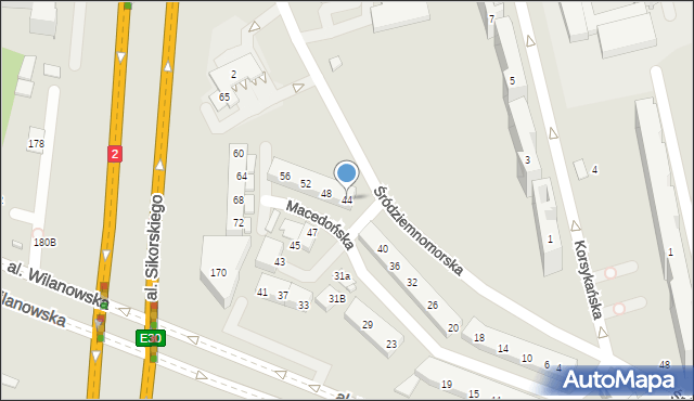 Warszawa, Macedońska, 44, mapa Warszawy