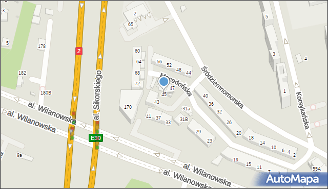 Warszawa, Macedońska, 45, mapa Warszawy