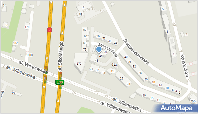 Warszawa, Macedońska, 47b, mapa Warszawy