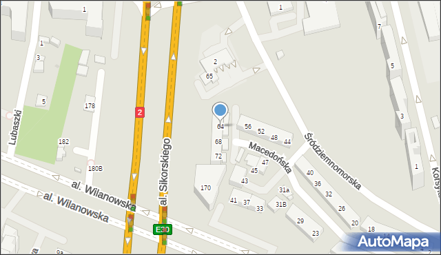 Warszawa, Macedońska, 64, mapa Warszawy