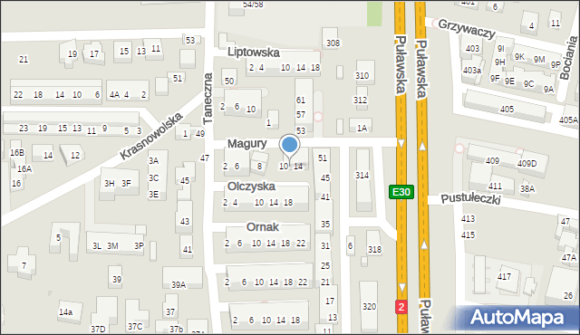 Warszawa, Magury, 12, mapa Warszawy