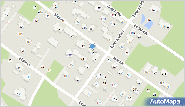 Warszawa, Majorki, 35, mapa Warszawy