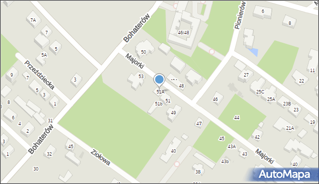 Warszawa, Majorki, 51A, mapa Warszawy