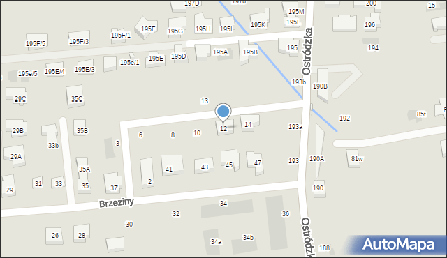 Warszawa, Małych Dębów, 12, mapa Warszawy