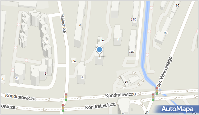 Warszawa, Malborska, 4, mapa Warszawy