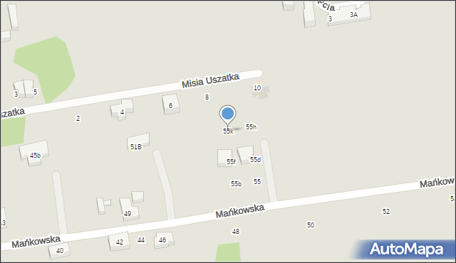 Warszawa, Mańkowska, 55k, mapa Warszawy