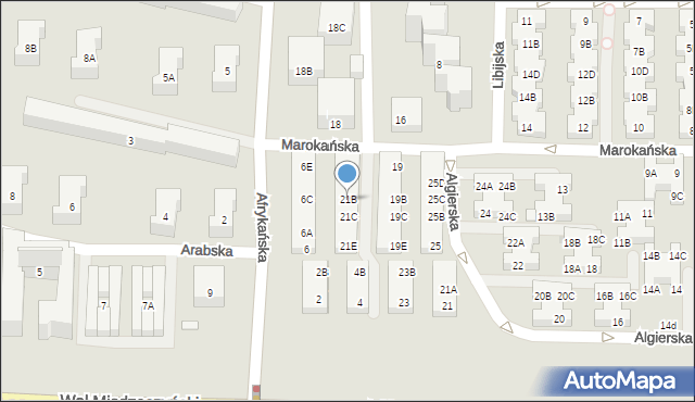 Warszawa, Marokańska, 21B, mapa Warszawy