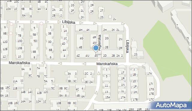 Warszawa, Marokańska, 4S, mapa Warszawy