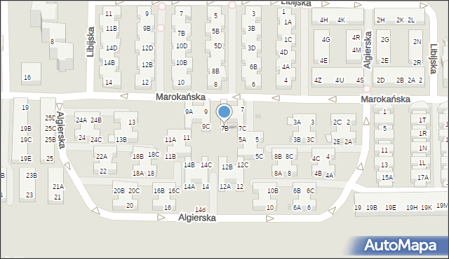 Warszawa, Marokańska, 7B, mapa Warszawy