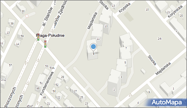 Warszawa, Majdańska, 9, mapa Warszawy