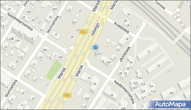 Warszawa, Marsa, 22, mapa Warszawy